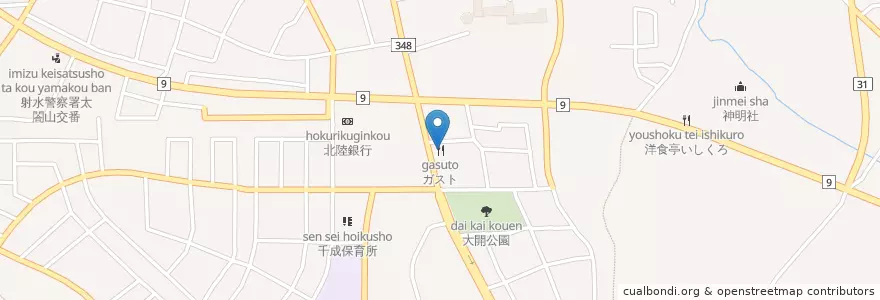 Mapa de ubicacion de ガスト en Japón, Prefectura De Toyama, 射水市.