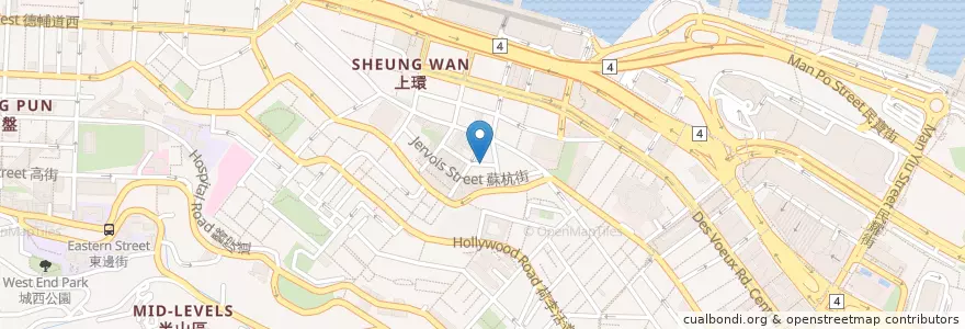 Mapa de ubicacion de 生記粥品專家 en China, Guangdong, Hong Kong, Pulau Hong Kong, Wilayah Baru, 中西區 Central And Western District.