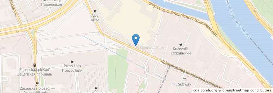 Mapa de ubicacion de Шоколадница en Rússia, Distrito Federal Central, Москва, Центральный Административный Округ, Район Замоскворечье.