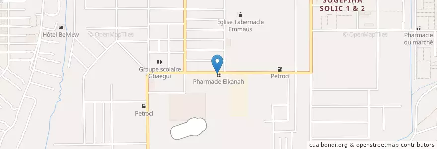 Mapa de ubicacion de Pharmacie Elkanah en Ivoorkust, Abidjan, Yopougon.