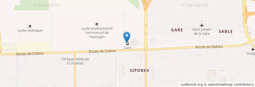 Mapa de ubicacion de Gare en Costa De Marfil, Abiyán, Yopougon.