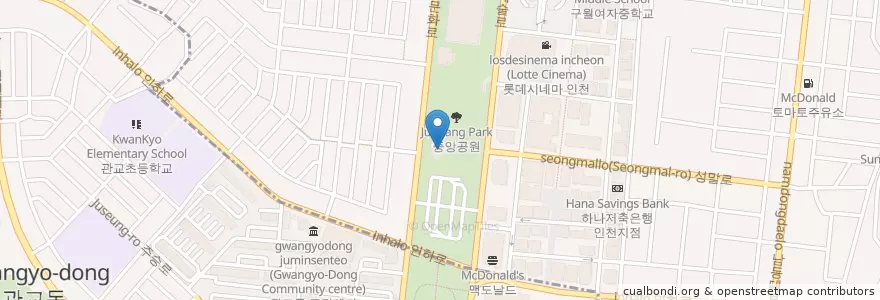 Mapa de ubicacion de 야외공연장 en Zuid-Korea, 인천, 미추홀구, 남동구, 구월동.