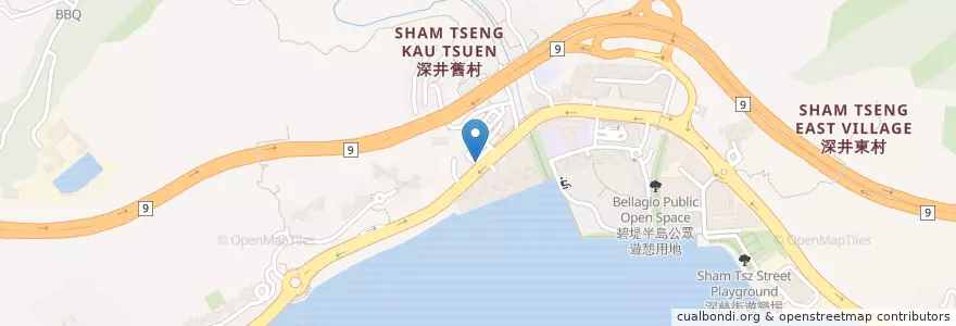 Mapa de ubicacion de 發記甜品 en الصين, هونغ كونغ, غوانغدونغ, الأقاليم الجديدة, 荃灣區 Tsuen Wan District.