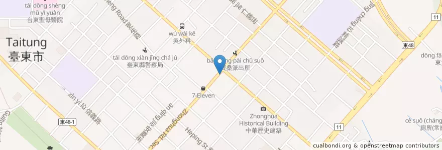 Mapa de ubicacion de 李旺駿耳鼻喉科診所 en 臺灣, 臺灣省, 臺東縣, 臺東市.