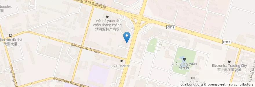 Mapa de ubicacion de 中国银行甘肃省分行 en 中国, 甘肃省, 兰州市, 城关区, 东岗西路, 团结新村街道.