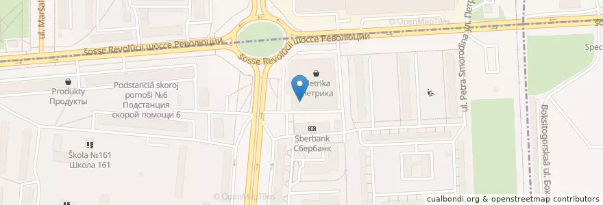 Mapa de ubicacion de Burger King en Russia, Northwestern Federal District, Leningrad Oblast, Saint Petersburg, Красногвардейский Район, Округ Большая Охта.