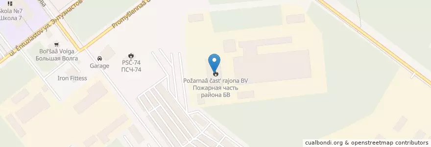 Mapa de ubicacion de Пожарная часть района БВ en Rusia, Distrito Federal Central, Óblast De Moscú, Городской Округ Дубна.