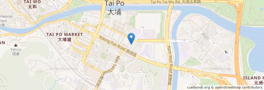Mapa de ubicacion de 蔡潤記魚蛋 en چین, هنگ‌کنگ, گوانگ‌دونگ, 新界 New Territories, 大埔區 Tai Po District.