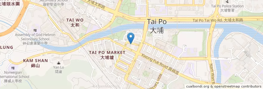 Mapa de ubicacion de 電腦洗車屋 en 中国, 香港 Hong Kong, 广东省, 新界 New Territories, 大埔區 Tai Po District.