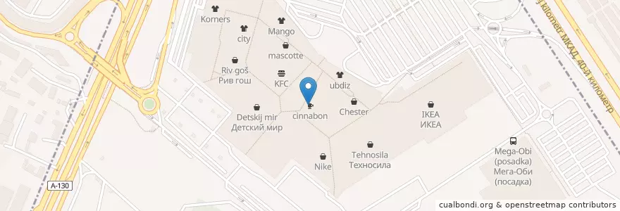Mapa de ubicacion de cinnabon en ロシア, 中央連邦管区, モスクワ, Новомосковский Административный Округ, Поселение Сосенское.