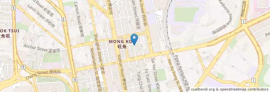 Mapa de ubicacion de 海景粥店 Sea View Congee en China, Guangdong, Hong Kong, Kowloon, Wilayah Baru, 油尖旺區 Yau Tsim Mong District.