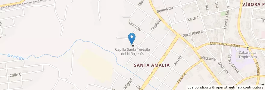 Mapa de ubicacion de Capilla Santa Teresita del Niño Jesús en Cuba, La Habana, Arroyo Naranjo.
