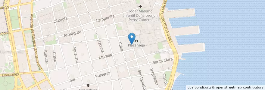 Mapa de ubicacion de Café Bohemia en کوبا, La Habana, La Habana Vieja.