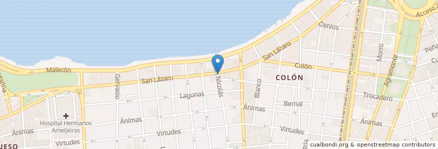 Mapa de ubicacion de Casa Abel en Cuba, La Habana, Centro Habana.