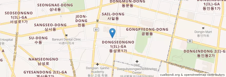 Mapa de ubicacion de 최가네케익 en کره جنوبی, دائجو, 중구, 성내동.