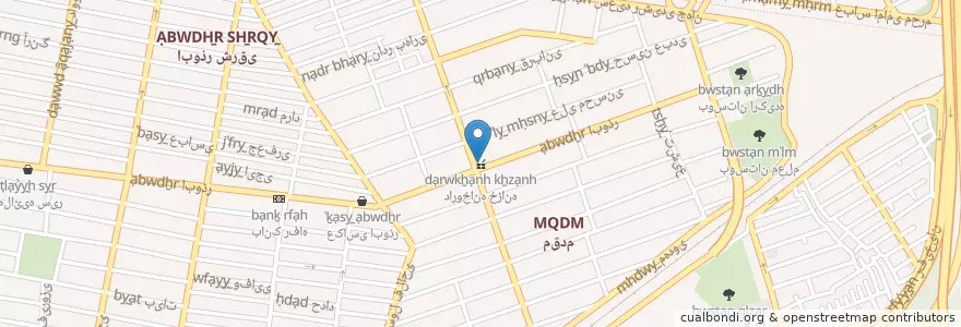 Mapa de ubicacion de داروخانه خزانه en Iran, Teheran, شهرستان تهران, Teheran, بخش مرکزی شهرستان تهران.