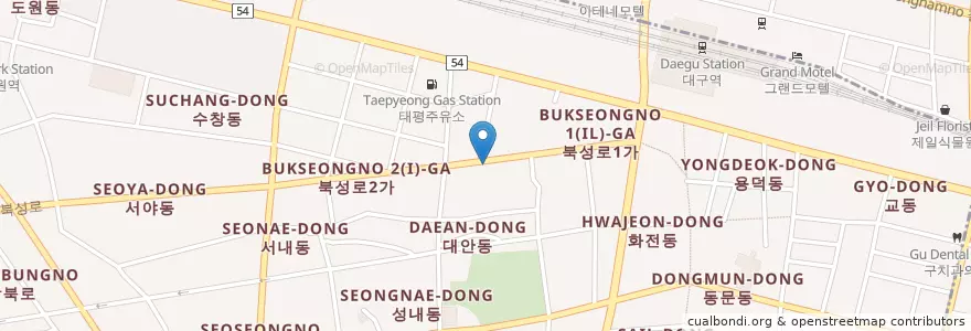 Mapa de ubicacion de 믹스카페 en کره جنوبی, دائجو, 중구, 성내동.