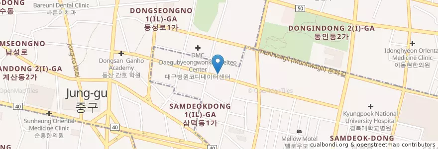 Mapa de ubicacion de 커피명가 본점 en Güney Kore, Daegu, 중구, 성내동.