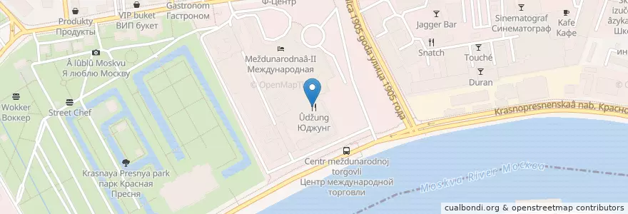 Mapa de ubicacion de Юджунг en Russland, Föderationskreis Zentralrussland, Moskau, Zentraler Verwaltungsbezirk, Пресненский Район.