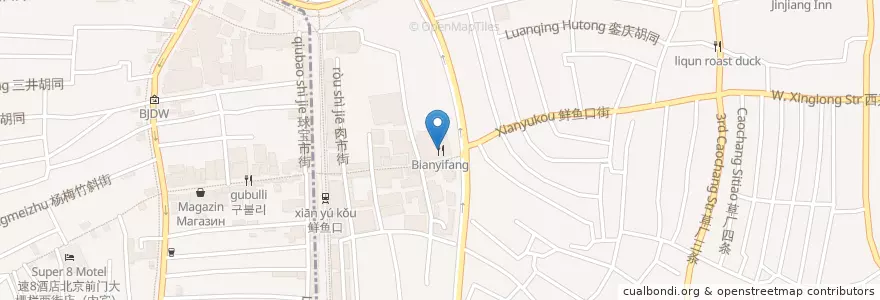 Mapa de ubicacion de Bianyifang en China, Beijing, Hebei, Dongcheng District.
