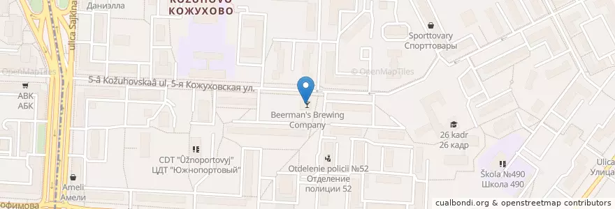 Mapa de ubicacion de Beerman's Brewing Company en Rusland, Centraal Federaal District, Moskou, Юго-Восточный Административный Округ, Южнопортовый Район.