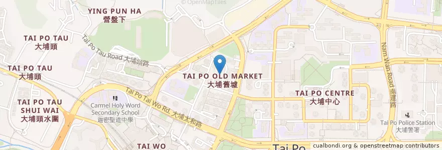 Mapa de ubicacion de Oppo Korean Restaurant en China, Hong Kong, Cantão, Novos Territórios, 大埔區 Tai Po District.