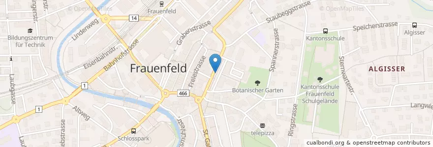 Mapa de ubicacion de Wochen- und Fischmarkt en Schweiz/Suisse/Svizzera/Svizra, Thurgau, Bezirk Frauenfeld, Frauenfeld.