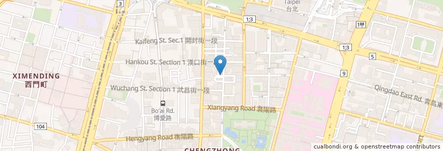 Mapa de ubicacion de 台灣聯通重慶場 en 臺灣, 新北市, 臺北市, 中正區.