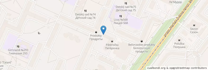 Mapa de ubicacion de Аптека en Russia, Northwestern Federal District, Leningrad Oblast, Saint Petersburg, Красносельский Район, Округ Юго-Запад.