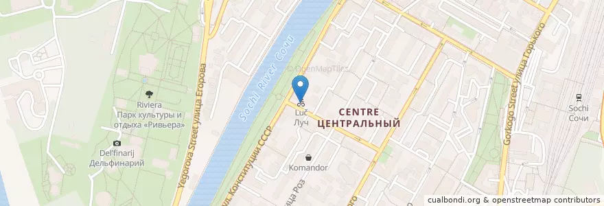 Mapa de ubicacion de Луч en ロシア, 南部連邦管区, クラスノダール地方, Городской Округ Сочи.
