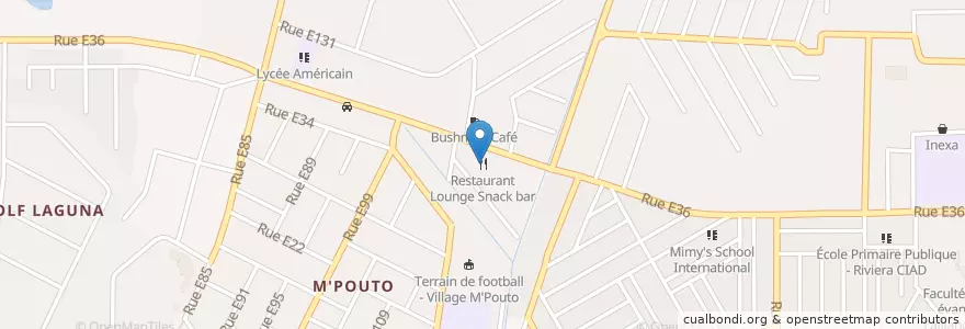 Mapa de ubicacion de Restaurant Lounge Snack bar en Ivory Coast, Abidjan, Cocody.