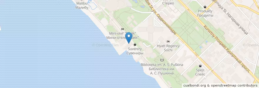 Mapa de ubicacion de Пирс en Rússia, Distrito Federal Do Sul, Krai De Krasnodar, Городской Округ Сочи.