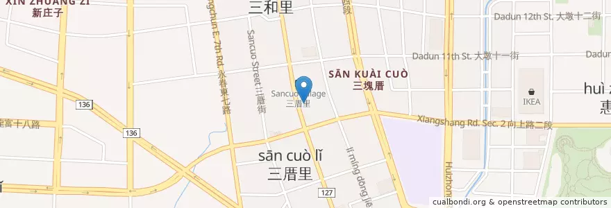 Mapa de ubicacion de 黃家黑砂糖挫冰 en 臺灣, 臺中市, 南屯區.