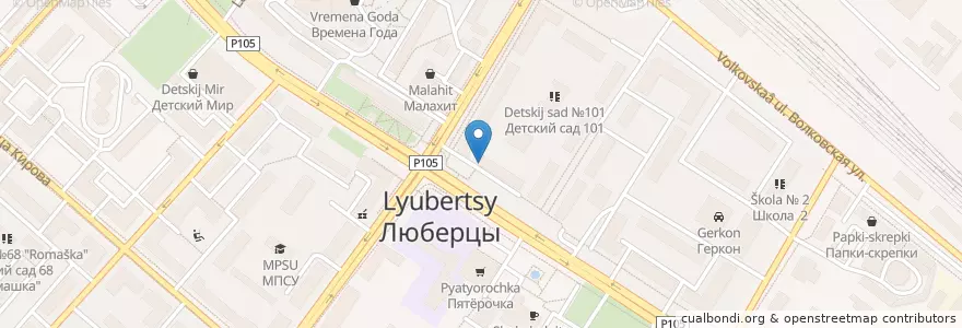 Mapa de ubicacion de Горздрав en Rusland, Centraal Federaal District, Oblast Moskou, Городской Округ Люберцы.