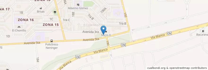 Mapa de ubicacion de Di Tú en キューバ, La Habana, Habana Del Este, Micro X.