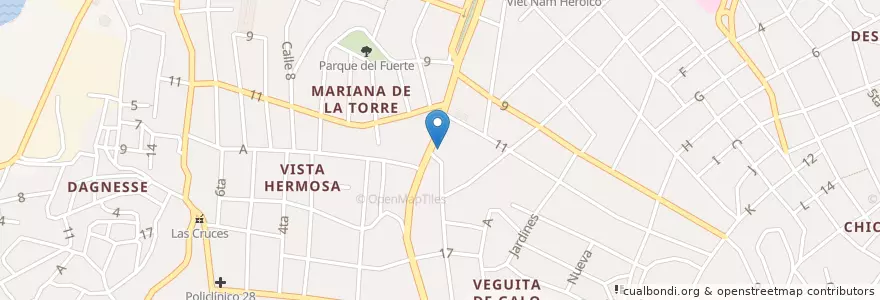 Mapa de ubicacion de Cajero automático en كوبا, Santiago De Cuba, Santiago De Cuba, Ciudad De Santiago De Cuba.