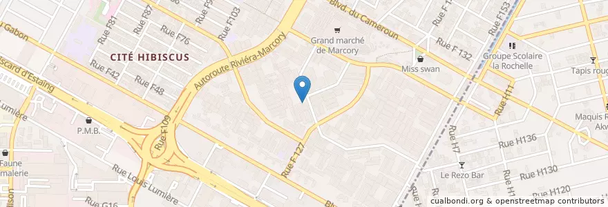 Mapa de ubicacion de Mosquée Marcory Sicogi en Costa Do Marfim, Abidjan, Marcory.
