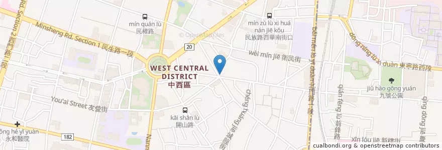 Mapa de ubicacion de 蜜桃香冷飲店 en 臺灣, 臺南市, 中西區.