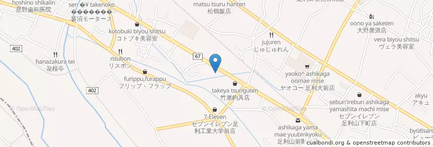 Mapa de ubicacion de ふか川 en Japan, 栃木県, 足利市.