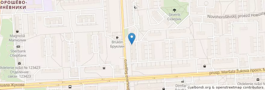 Mapa de ubicacion de Библиотека №235 en 러시아, Центральный Федеральный Округ, Москва, Северо-Западный Административный Округ, Район Хорошёво-Мнёвники.