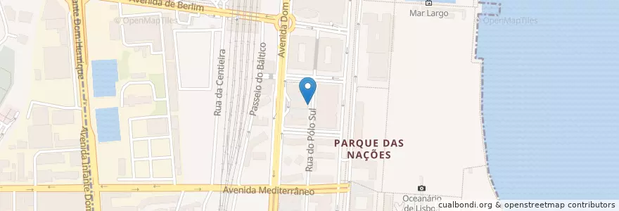 Mapa de ubicacion de Hotel Olissippo Oriente Parking en 포르투갈, Área Metropolitana De Lisboa, Lisboa, Grande Lisboa, 리스본, Parque Das Nações.