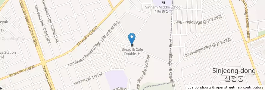 Mapa de ubicacion de Bread Cafe Double.H en Республика Корея, Сеул, 양천구, 신월6동, 신정3동.