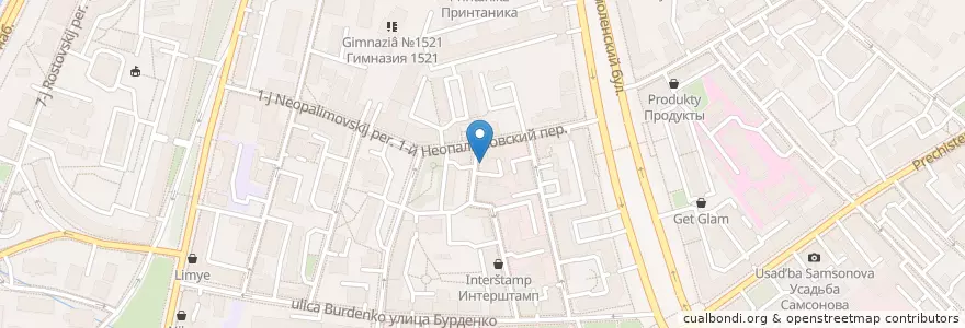 Mapa de ubicacion de Посольство Непала en Russia, Distretto Federale Centrale, Москва, Центральный Административный Округ, Район Хамовники.