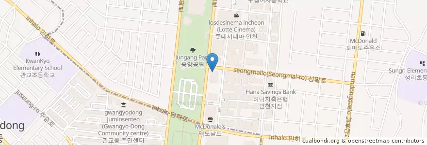Mapa de ubicacion de NH농협은행 인천지점 en 대한민국, 인천, 남동구, 구월동.