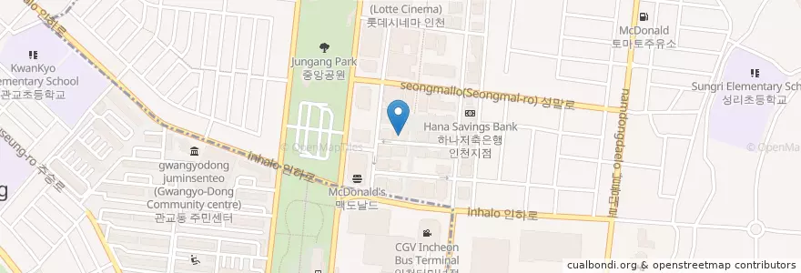 Mapa de ubicacion de 새마을식당 en 大韓民国, 仁川広域市, 南洞区, 구월동.
