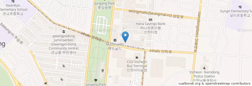 Mapa de ubicacion de KEB하나은행 구월동지점 en Südkorea, Incheon, 남동구, 구월동.