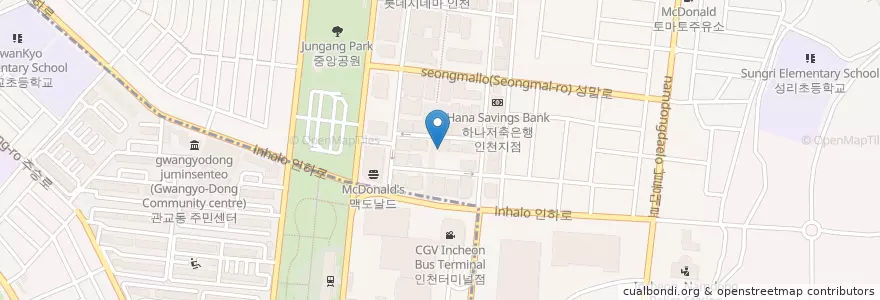 Mapa de ubicacion de Starbucks en 대한민국, 인천, 남동구, 구월동.