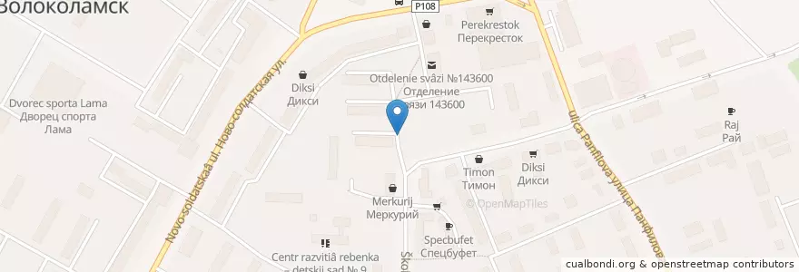 Mapa de ubicacion de Аптечный пункт ООО "Фарма+" en Rusia, Distrito Federal Central, Óblast De Moscú, Волоколамский Городской Округ.