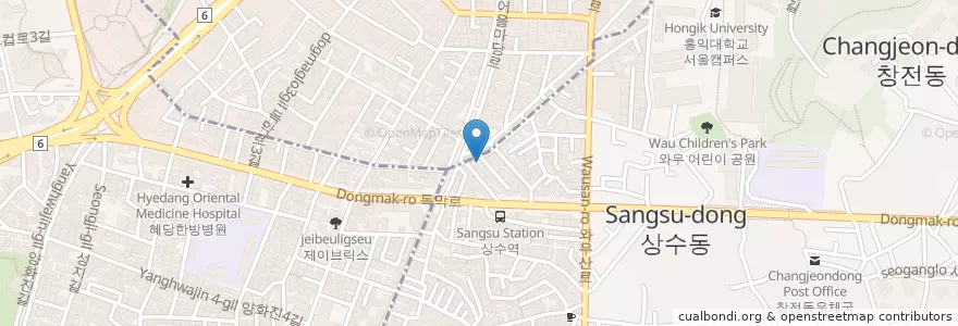 Mapa de ubicacion de 구구스 서양밥집 en Zuid-Korea, Seoel, 마포구.