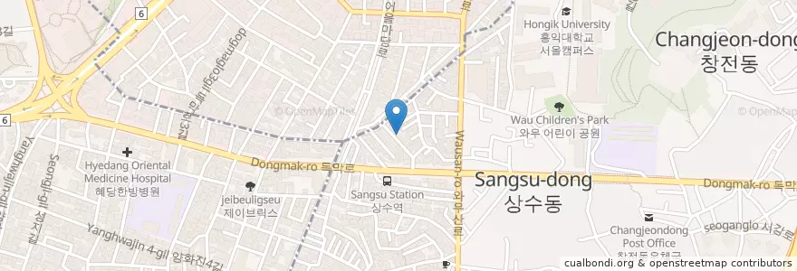 Mapa de ubicacion de 켄비멘RIKI en Zuid-Korea, Seoel, 마포구, 서강동.